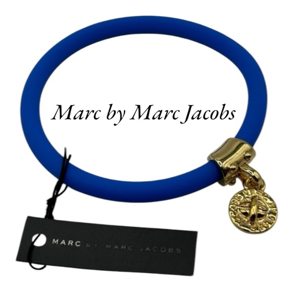 NWT Marc by Marc Jacobs Electric Blue Lemonade Bracelet with GOLD Charm w/Bag - Picture 1 of 6